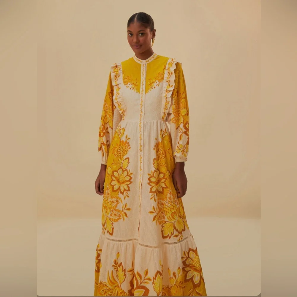 Farm Rio Aura Cream Floral Maxi Dress - Picture 2 of 10